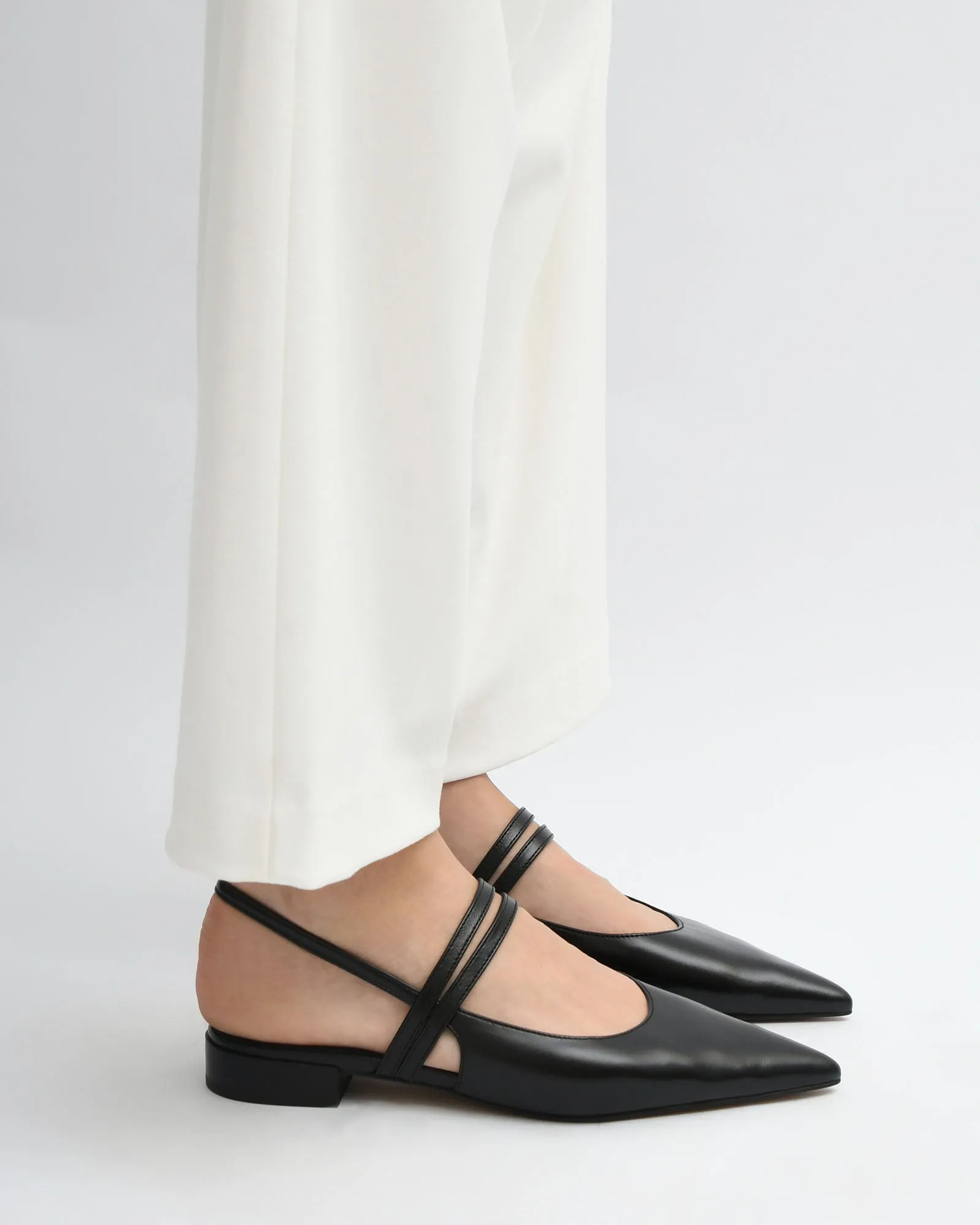 ASTRID DRESS FLATS BLACK LEATHER