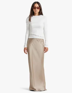 Bar Silk Maxi Skirt - Taupe