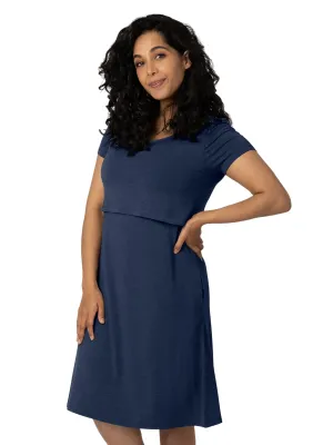 Eleanora Bamboo Maternity & Nursing Dress | Navy Heather