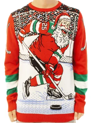 Hockey Santa Ugly Christmas Sweater - Best Xmas Gifts For Him Or Her