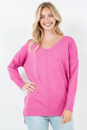 HOT PINK SIDE SLIT ULTRA SOFT TUNIC