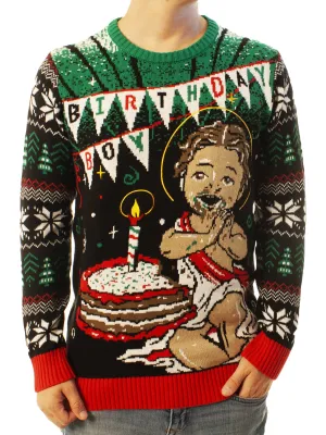 Jesus Birthday Boy Cake Smash Ugly Christmas Sweater - Xmas Gifts For Him Or Her - Jesus Christ Sweater - Christian Shirts Gifts Idea