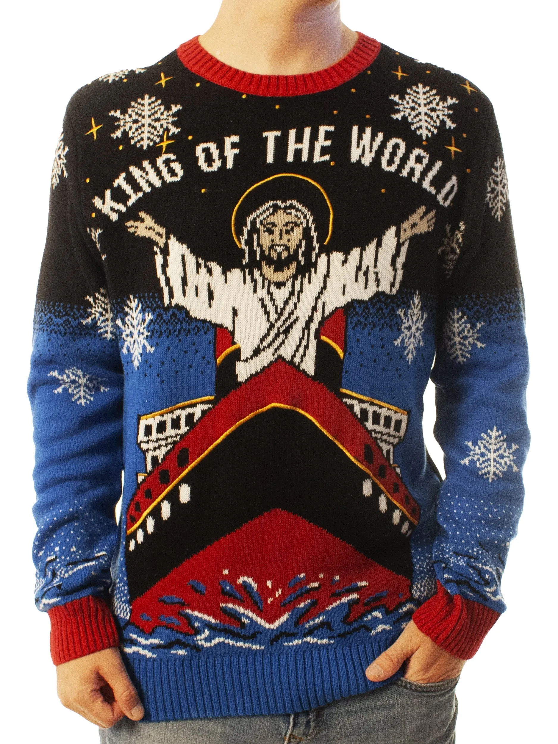 Jesus King Of The World Ugly Christmas Sweater - Xmas Gifts For Him Or Her - Jesus Christ Sweater - Christian Shirts Gifts Idea