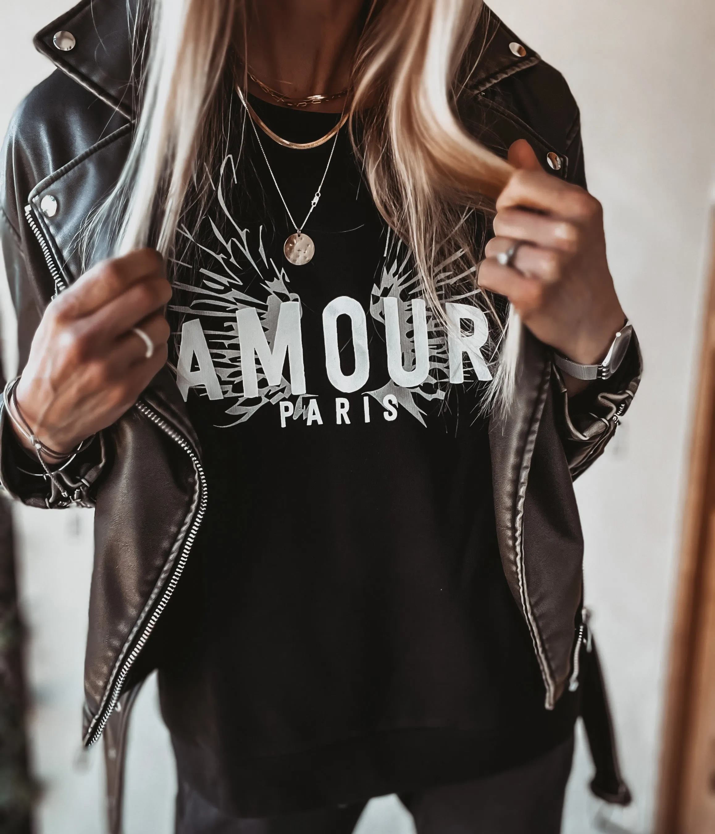 Jet black AMOUR wings sweatshirt