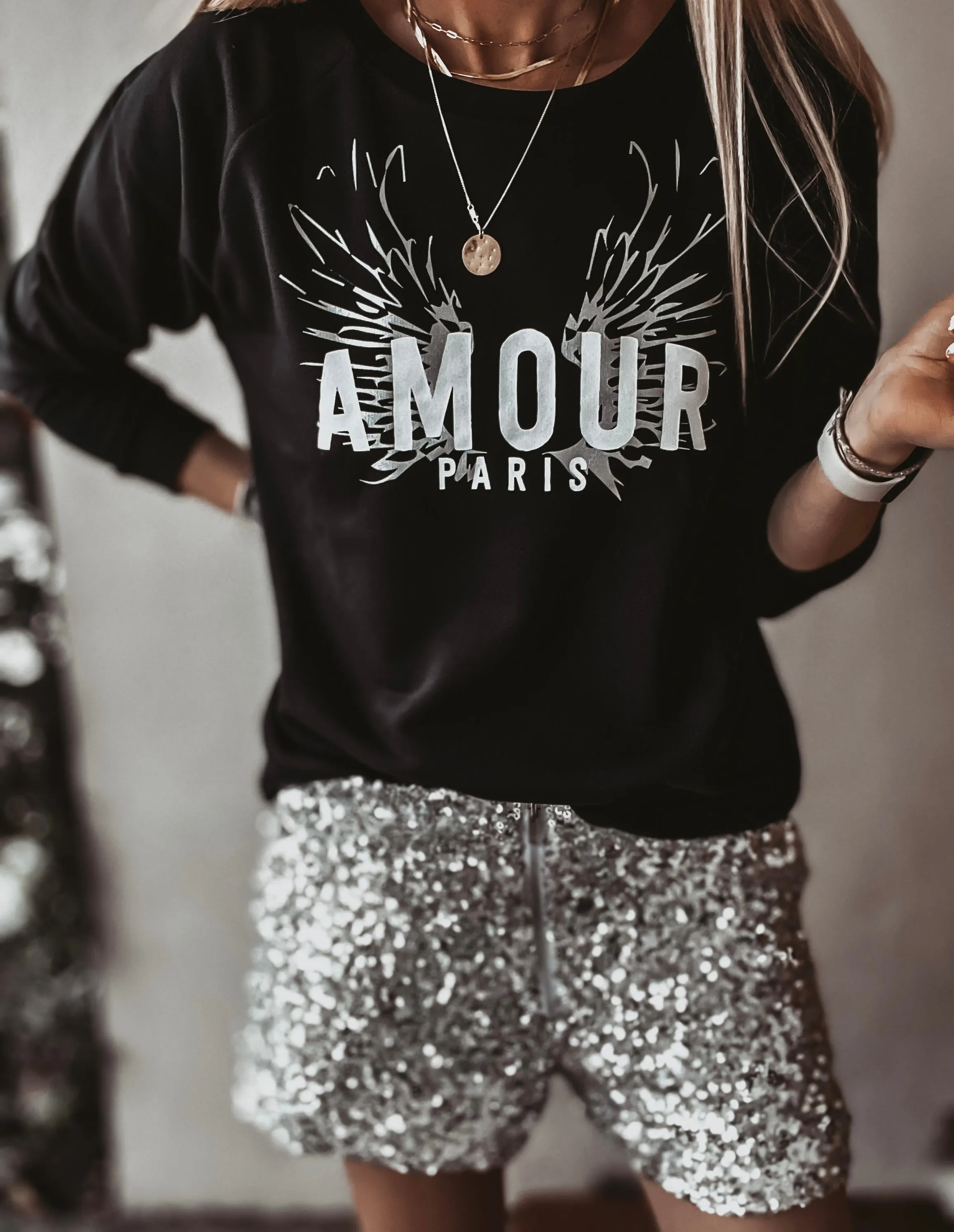 Jet black AMOUR wings sweatshirt