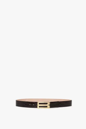 Jumbo Frame Belt In Espresso Croc Embossed Calf Leather