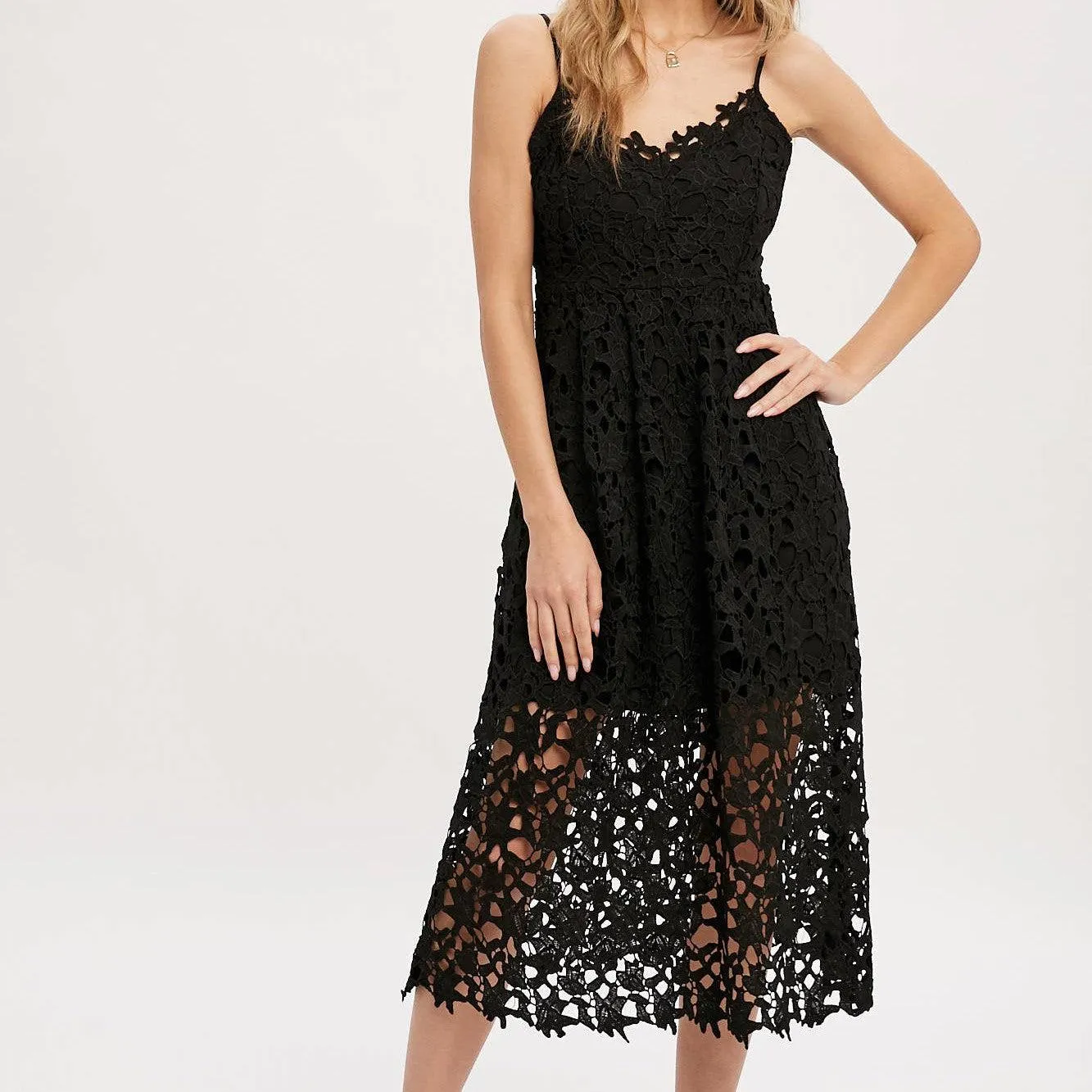 Marybeth Crochet Dress BLACK