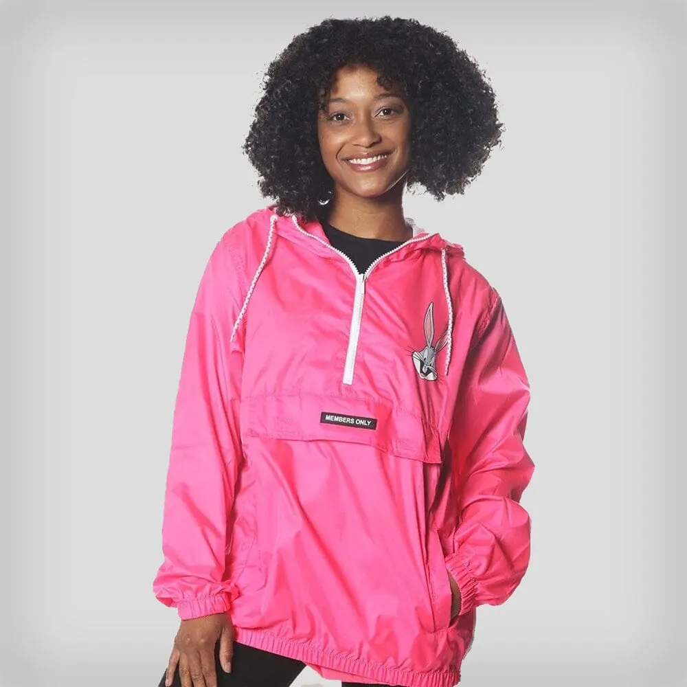 Members Only Women's Pink Looney Tunes Popover Windbreaker Jacket