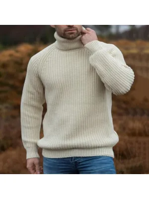 New Men'S Turtleneck Knit Loose Long Sleeve Pullover Bottom Sweater