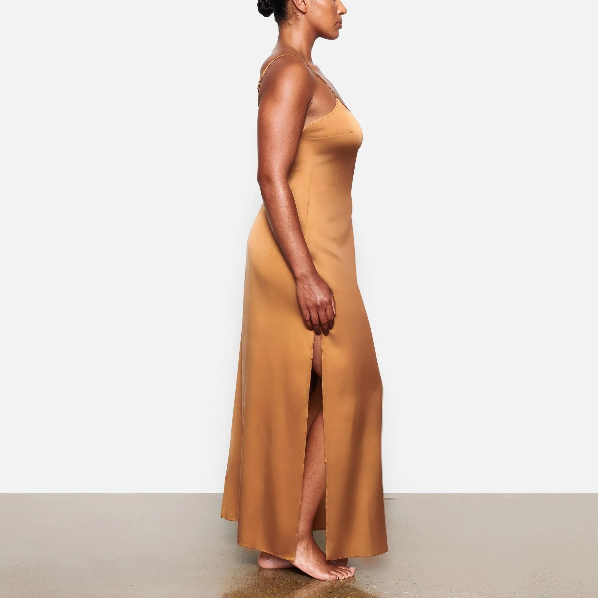 SILK LONG SLEEP SLIP | BRONZE