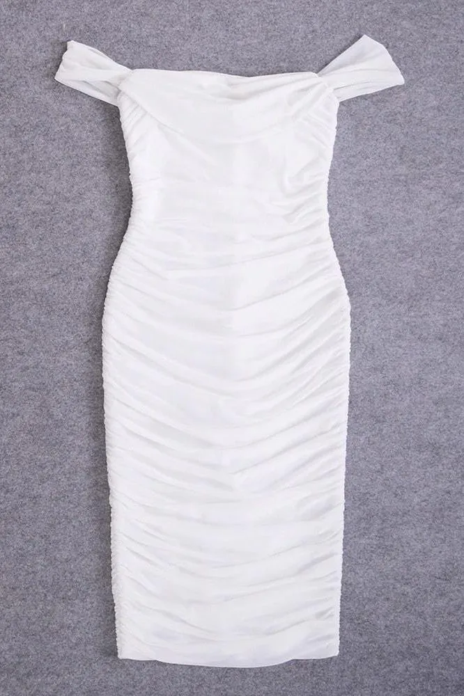 Zia Bodycon Wrap Midi Dress - Pearl White